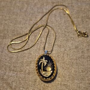 Vintage German Glass Intaglio Pendant Necklace